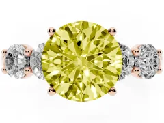 Fancy Yellow Round Cut Diamond Five-Stone Prong Set Ring Set in Rose gold with Classic Band