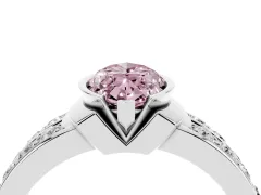 Fancy Pink Marquise Cut Diamond Wide Channel Set Band Ring Set in White gold with Bezel Setting
