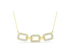 Pavé Cushion Link Pendant Set in Yellow gold with Shared Prong Setting