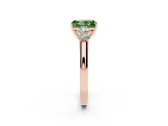 Fancy Green Radiant Cut Diamond Five-Stone Prong Set Band Ring Set in Rose gold with Polished Band