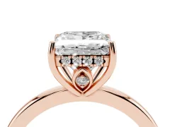 Princess Cut Diamond Solitaire Ring Set in Rose gold with Plain Band and Prong Setting