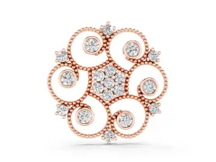 Round Diamond Swirl Pendant Set in Rose gold with Milgrain Edge