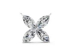 Marquise Diamond Flower Pendant Set in Silver with Four-Prong Petals