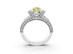 Fancy Yellow Marquise Cut Diamond Milgrain Halo Pavé Engagement Ring Set in Silver with Prong Setting