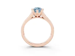 Fancy Blue Marquise Cut Diamond Bezel-Set Solitaire Ring Set in Rose gold with Channel-Set Band