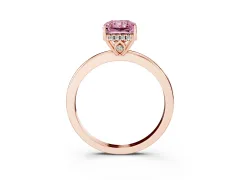 Fancy Pink Radiant Cut Diamond Solitaire Ring Set in Rose gold with Plain Band and Prong Setting