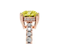 Fancy Yellow Cushion Cut Diamond Solitaire Engagement Ring Set in Rose gold with Pavé Band and Prong Setting