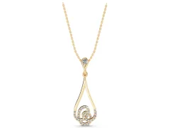 Teardrop Diamond Pavé Pendant Set in Yellow gold with Round Brilliant Swirl