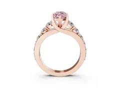 Fancy Pink Marquise Cut Diamond Pavé Engagement Ring Set in Rose gold with Prong Setting