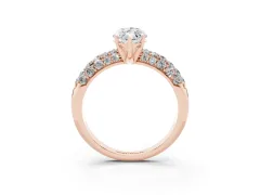 Marquise Cut Diamond Pavé Band Solitaire Ring Set in Rose gold with Close-Set Accent Stones and Prong Setting