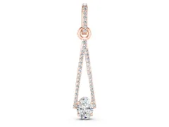 Round Diamond Pavé Triangle Pendant Set in Rose gold with V-Prong Center