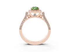 Fancy Green Pear Cut Diamond Halo Ring Set in Rose gold with Pavé-Lined Split Shank Band