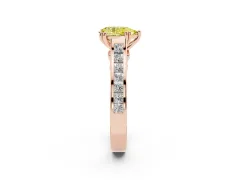 Fancy Yellow Pear Cut Diamond Channel Set Solitaire Engagement Ring Set in Rose gold with Prong Setting