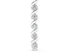 Round Diamond Spiral Twist Pendant Set in Silver with Five Prong-Set Stones