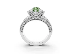 Fancy Green Marquise Cut Diamond Milgrain Halo Pavé Engagement Ring Set in Platinum with Prong Setting