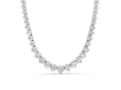 Round Diamond Tennis Necklace Set in Silver with Three-Prong Setting