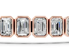 Emerald Cut Diamond Tennis Bracelet Set in Rose gold with Bezel Setting