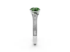 Fancy Green Round Cut Diamond Split Shank Pavé Engagement Ring Set in Platinum with Prong-Set Center Stone