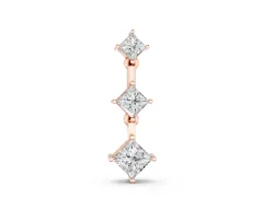Triple Princess Cut Drop Pendant Set in Rose gold with Four-Prong Setting