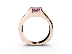 Fancy Pink Radiant Cut Diamond Bezel Solitaire Ring Set in Rose gold with Wide Band