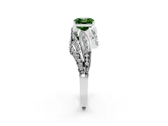 Fancy Green Asscher Cut Diamond Solitaire Ring Set in Platinum with Layered Twist Pavé Band