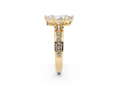 Marquise Cut Diamond Solitaire Ring Set in Yellow gold with Channel Set Band and Prong Setting