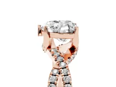 Heart Cut Diamond Twist Pavé Solitaire Engagement Ring Set in Rose gold with Prong Setting