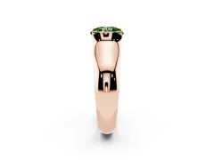 Fancy Green Round Cut Diamond Bezel Solitaire Ring Set in Rose gold with Wide Band