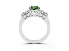 Fancy Green Round Cut Diamond Five-Stone Prong Set Band Ring Set in Platinum with Polished Band