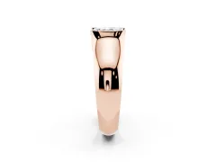 Radiant Cut Diamond Bezel Solitaire Ring Set in Rose gold with Wide Band