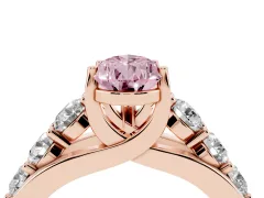 Fancy Pink Pear Cut Diamond Pavé Engagement Ring Set in Rose gold with Prong Setting