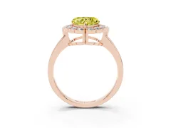 Fancy Yellow Heart Cut Diamond Halo Cluster Engagement Ring Set in Rose gold with Solitaire Band and Prong Setting