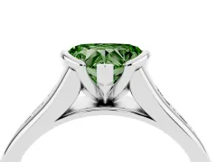 Fancy Green Heart Cut Diamond Bezel-Set Solitaire Ring Set in Platinum with Channel-Set Band