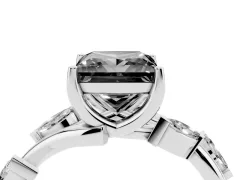 Fancy Black Princess Cut Diamond Solitaire Ring Set in Silver with Twisted Marquise Accent Band