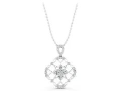 Round Diamond Halo Pendant Set in White gold with Pavé Openwork