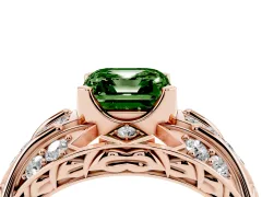 Fancy Green Asscher Cut Diamond Art Deco Ring Set in Rose gold with Pavé Split Shank