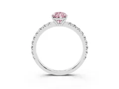 Fancy Pink Pear Cut Diamond Pavé Solitaire Engagement Ring Set in Silver with Prong Setting