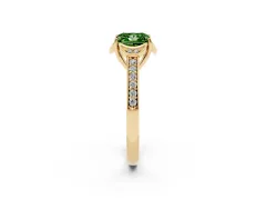 Fancy Green Princess Cut Diamond Halo Ring Set in Yellow gold with Channel Set Band and Prong Setting