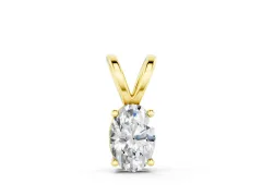 Oval Solitaire Diamond Pendant Set in Yellow gold with Prong Setting