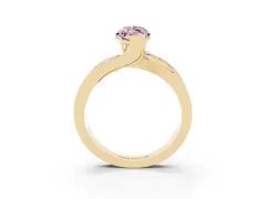 Fancy Pink Marquise Cut Diamond Solitaire Ring Set in Yellow gold with Channel Set Split Shank and Tension Prongs