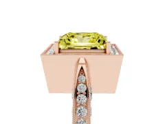 Fancy Yellow Princess Cut Diamond Halo Engagement Ring Set in Rose gold with Accent Split Shank Band