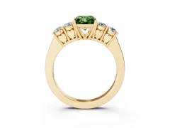 Fancy Green Radiant Cut Diamond Five-Stone Prong Set Band Ring Set in Yellow gold with Polished Band