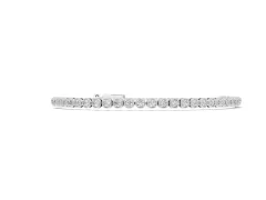Round Diamond Bezel-Set Tennis Bracelet Set in White gold with Adjustable Box Chain