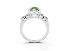 Fancy Green Marquise Cut Diamond Floral Halo Ring Set in White gold with Shared Prong Band