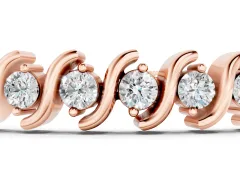 Round Brilliant Diamond Channel Tennis Bracelet Set in Rose gold with S-Shaped Prongs