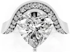 Heart Cut Diamond Solitaire Engagement Ring Set in Platinum with Pavé Shoulders
