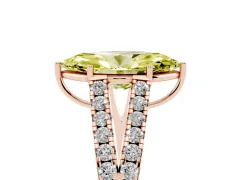 Fancy Yellow Marquise Cut Diamond Split Shank Pavé Engagement Ring Set in Rose gold with Prong-Held Center Stone