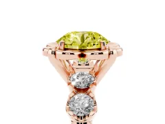 Fancy Yellow Round Cut Diamond Floral Halo Ring Set in Rose gold with Shared Prong Band