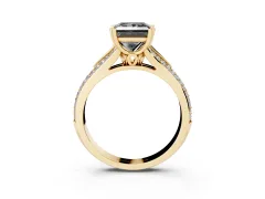 Fancy Black Princess Cut Diamond Split Shank Pavé Engagement Ring Set in Yellow gold with Prong-Set Center Stone