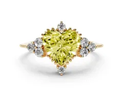 Fancy Yellow Heart Cut Diamond Cluster Ring Set in Yellow gold with Beaded Band